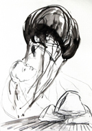 halb zog sie ihn,2017 ink,graphite on paper